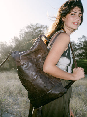 Leather Geo Pack - Brown